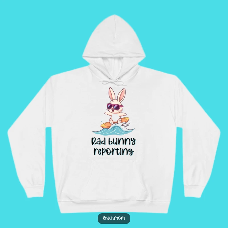 Funny Bunny Surfer Hoodie: Cozy Waves & Hilarious Beach Comfort