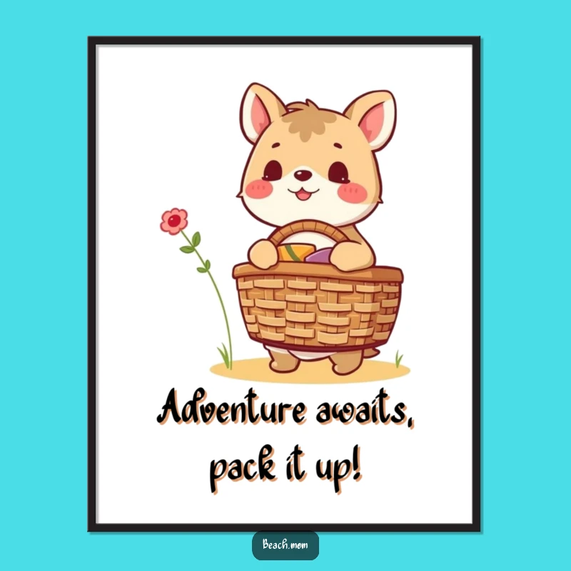 Funny Free Printable Wall Art: Excited Picnic Animal, Downloadable Decor for a Cheerful Home!