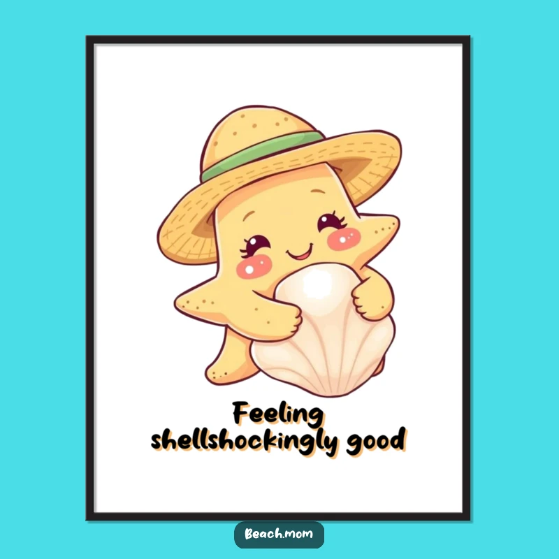 Cute Starfish Art Free Printable: Straw Hat Hug Downloadable Decor