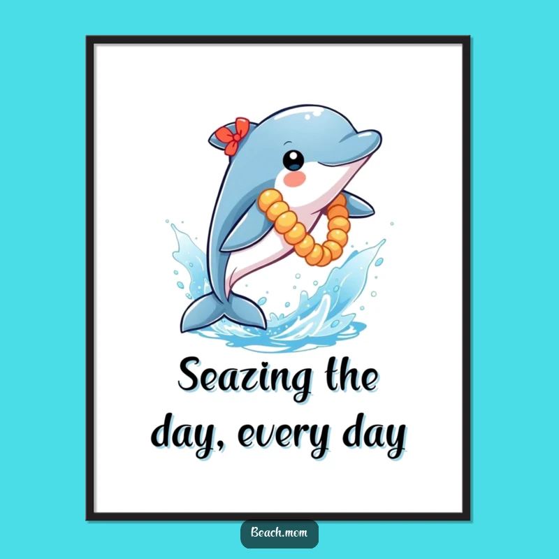Free Printable Dolphin Wall Art: Funny Lei Leaping Splashy Ocean Decor