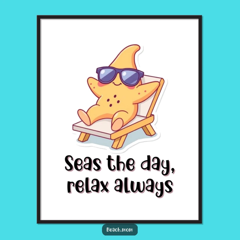 Free Printable Wall Art: Funny Starfish Sunglasses, Hilarious Coastal Downloadable Decor