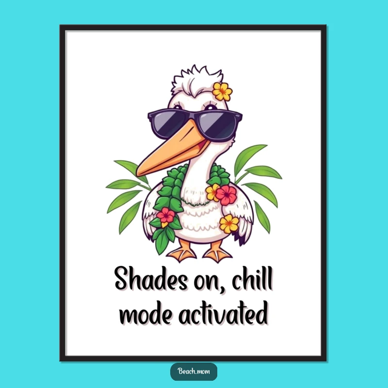 Funny Free Printable Pelican Wall Art: Tropical Vibes, Downloadable Decor