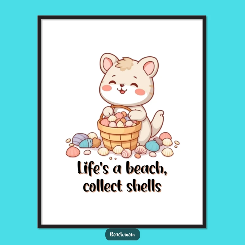 Funny Free Printable Wall Art: Seashell Collector Animal, Downloadable Decor for Coastal Charm!