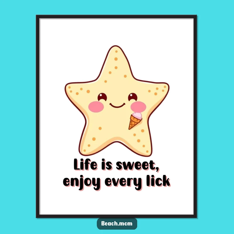 Free Printable Wall Art: Funny Starfish Ice Cream, Hilarious Sweet Downloadable Decor