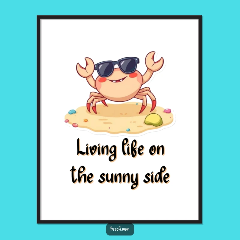 Free Printable Wall Art: Funny Crab Sunglasses Beach Vibe Downloadable Art