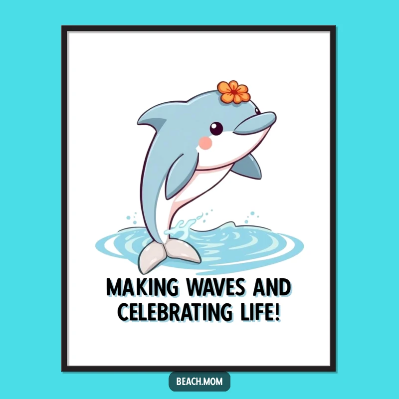 Funny Free Printable Wall Art: Leaping Lei Dolphin - Downloadable Tropical Decor