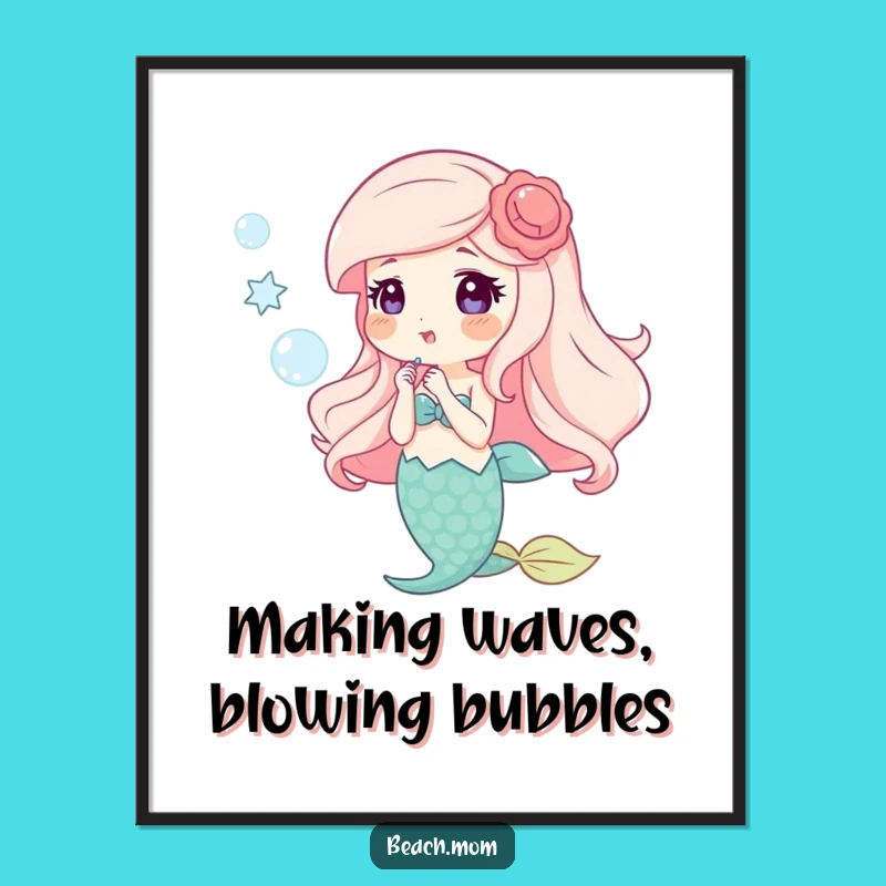 Funny Free Printable Mermaid Wall Art: Bubble Magic, Downloadable Decor