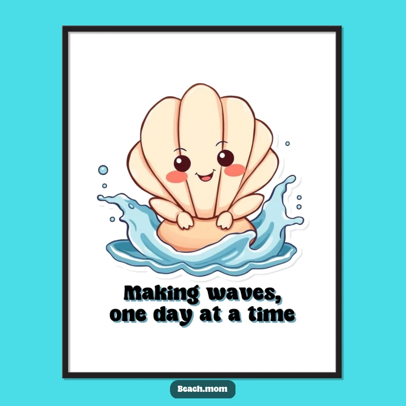Funny Seashell Art Free Printable: Playful Splashy Character Downloadable Wall Decor