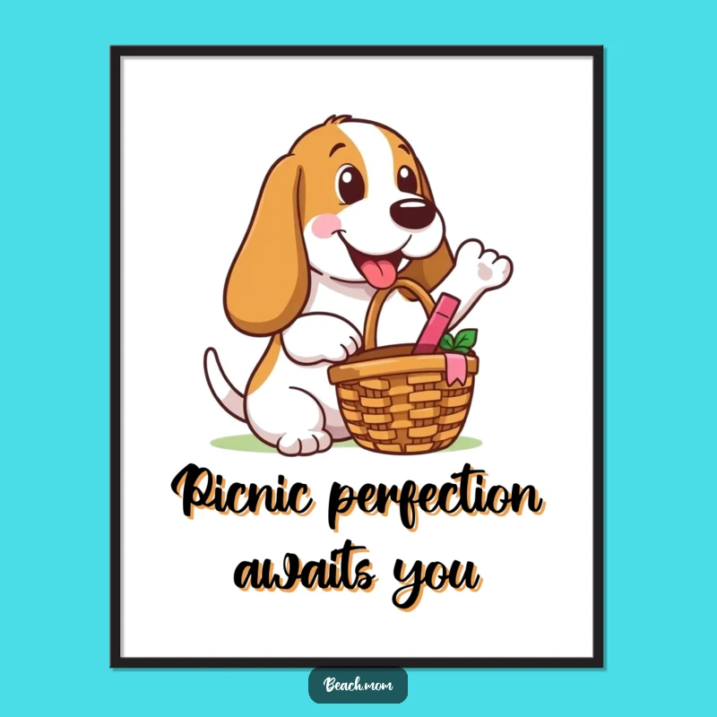 Charming Free Printable Basset Hound Wall Art: Picnic Gesture Downloadable Decor