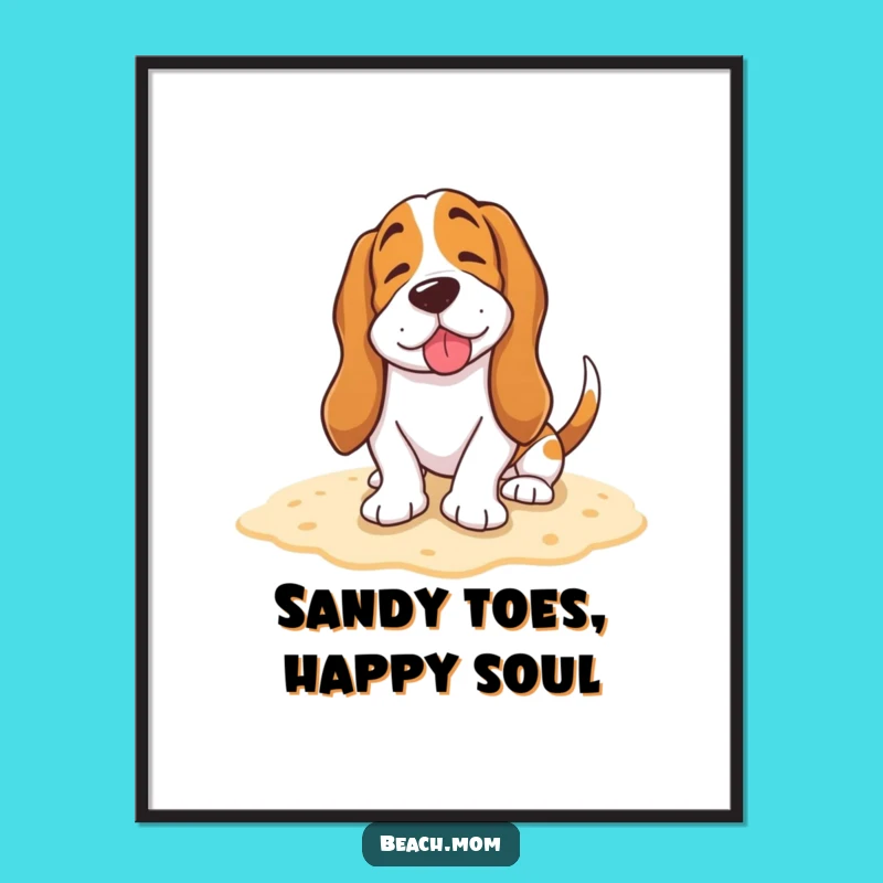 Free Printable Wall Art: Happy Basset Hound Sighing, Relaxed Doggy Download