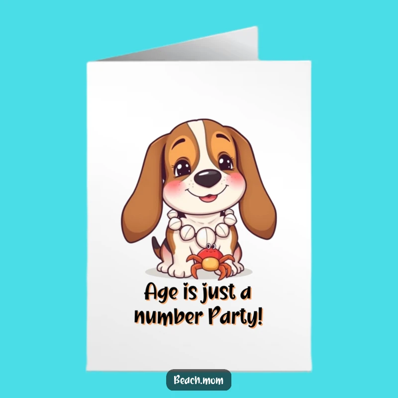 Free Printable Birthday Card: Funny Basset Hound Beach Friend Downloadable Gift