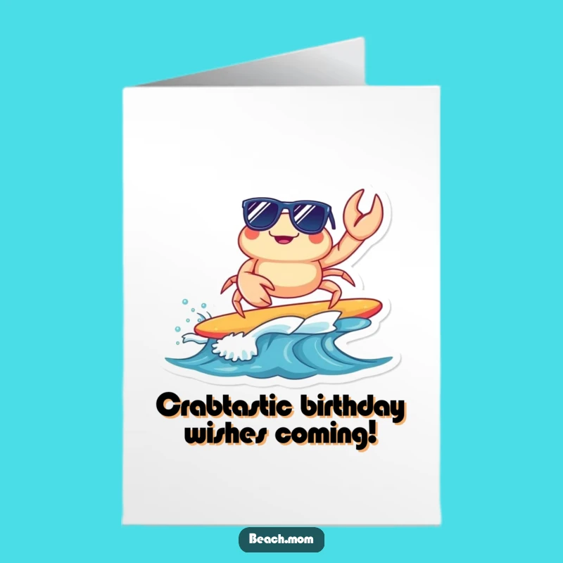 Free Printable Crab Birthday Card: Surf's Up for Fun DIY Gift