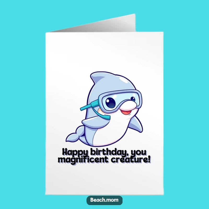 Free Printable Birthday Card: Adventurous Dolphin, Funny Downloadable Gift for Fun Lovers