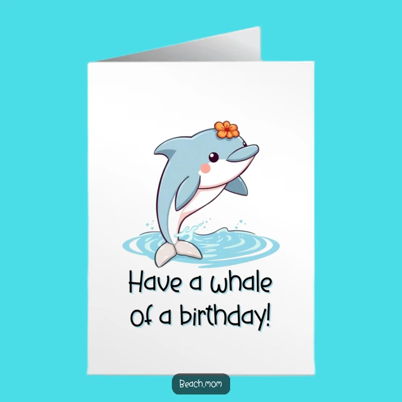 Free Printable Birthday Card: Leis Up Dolphin for a Splash of Fun - DIY Gift
