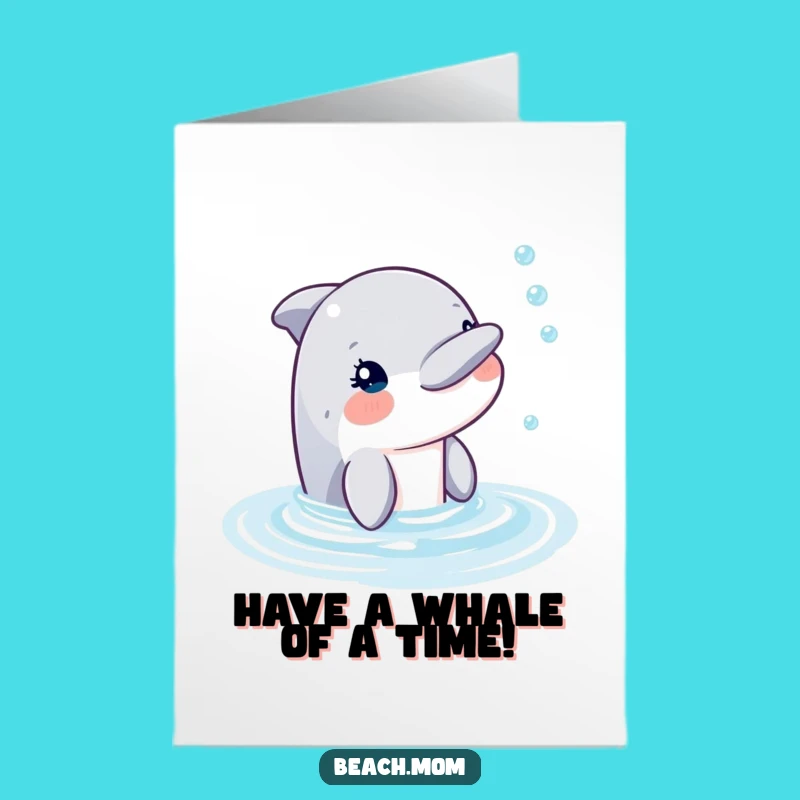 Funny Free Printable Birthday Card: Happy Dolphin Bubbles DIY Downloadable Gift