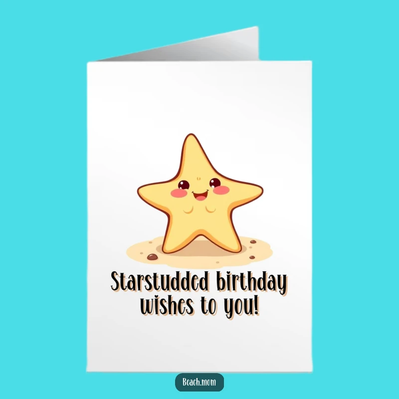 Starfish Cartwheel Birthday Card Free Printable: Funny Action Character Downloadable Gift