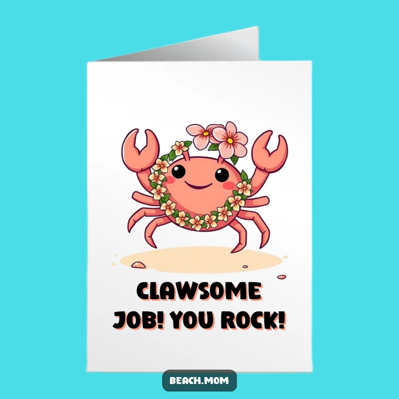 Tropical Congrats! Free Printable Card: Dancing Crab Lei, Festive Downloadable Cheers!