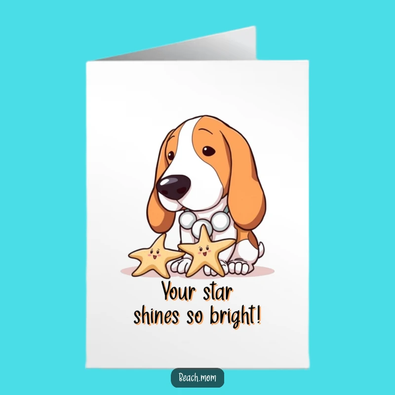 Free Printable Congrats Card: Beachcombing Basset Hound, Ocean Discovery DIY