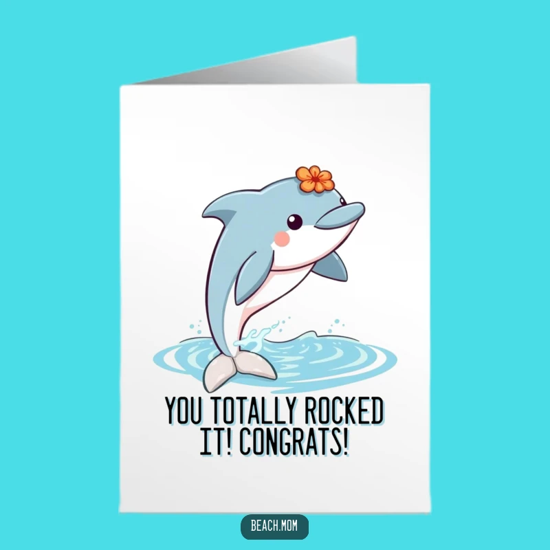 Free Printable Congrats Card: Leaping Dolphin Celebrates Your Win - DIY Download
