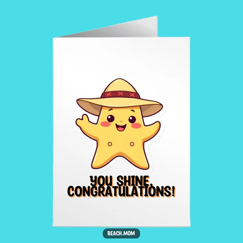 Free Printable Congrats Card: Starfish's Sunny Waving Message Downloadable