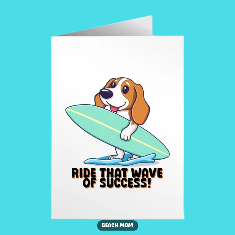 Free Printable Congrats Card: Surfing Basset Hound Ready, Achievement Dog DIY