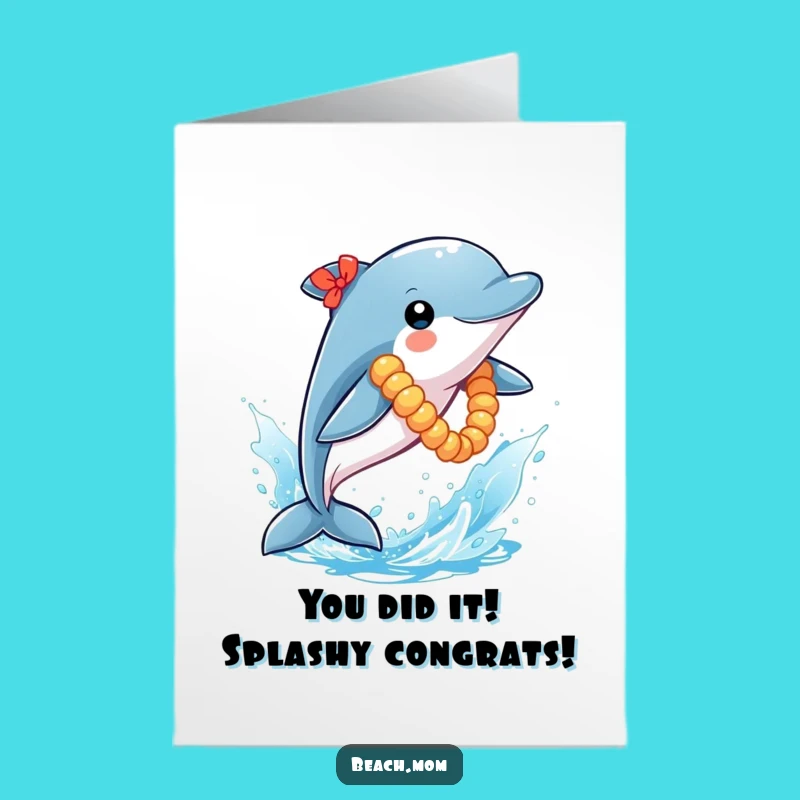 Free Printable Dolphin Card: Sparkly Lei Splash for Your Big Congratulations