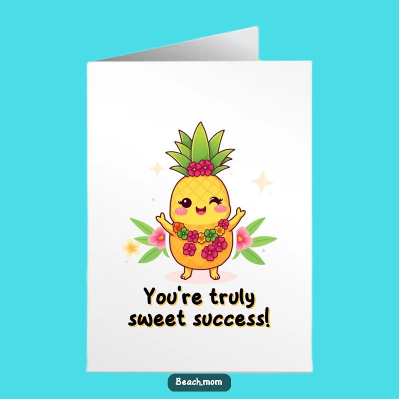Free Printable Kawaii Pineapple Congrats Card - Funny Downloadable Tropical Celebration Greeting