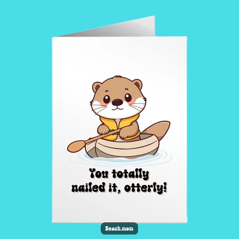Free Printable Otter Congrats Card: Rafting Success, Funny Downloadable Gift