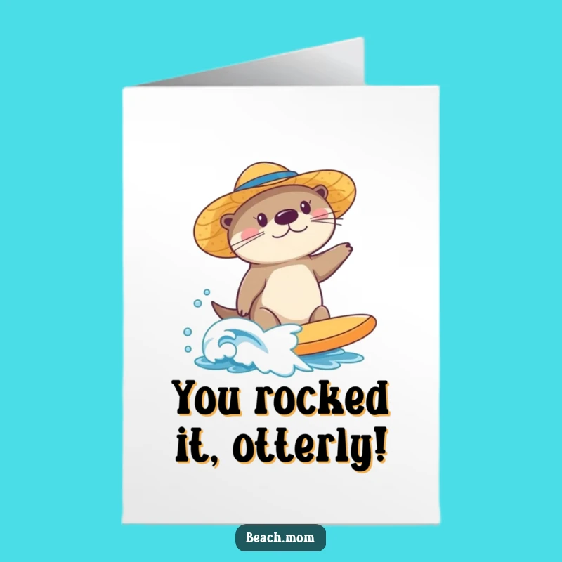 Free Printable Sea Otter Congrats Card: Surfing Otter, Wave of Success!