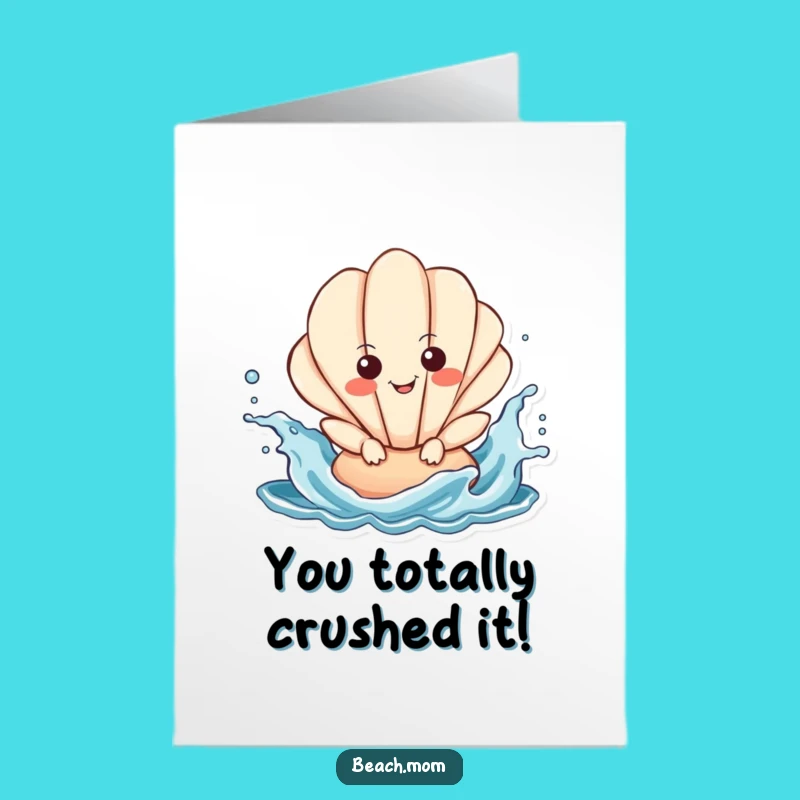 Seashell Congrats Card Free Printable: Funny Splashy Character Downloadable Greeting
