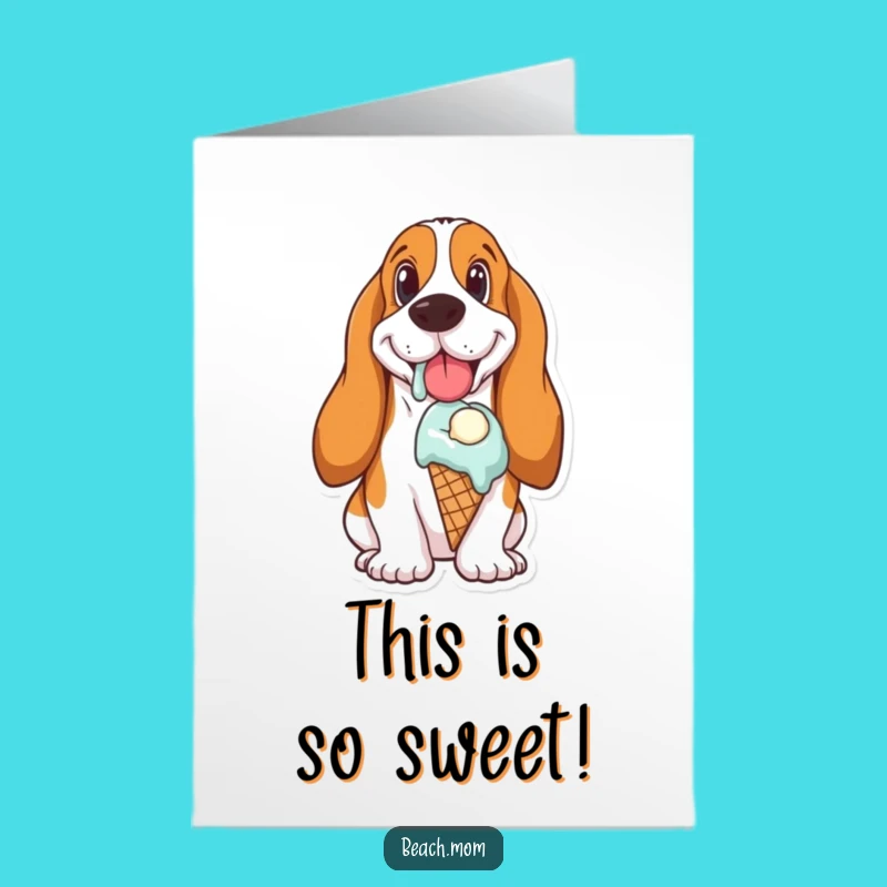 Sweet Free Printable Basset Hound Congrats Card: Ice Cream Lover Downloadable Gift