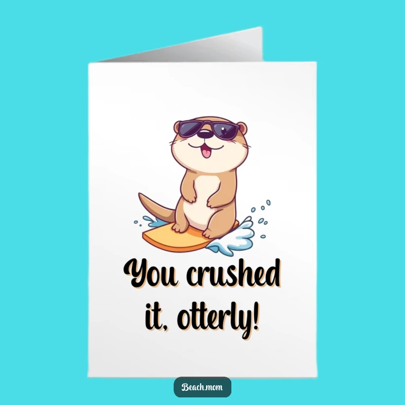 Free Printable Otter Congrats Card: Surfing Success Celebration Downloadable