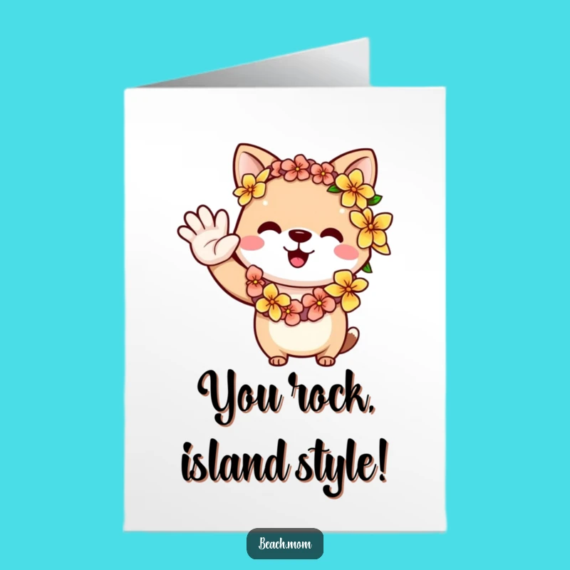 Free Printable Congrats Card: Lei Waving Animal, Funny Downloadable Gift for Cheers!