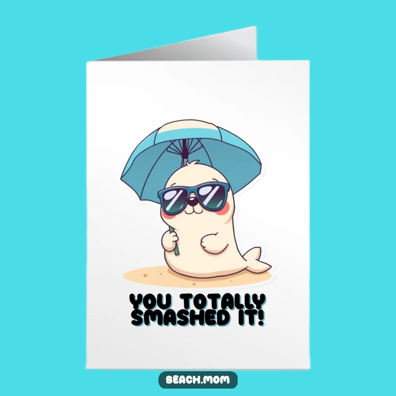 Free Printable Card: Kawaii Seal Celebrates Success - Cool Beach Vibes