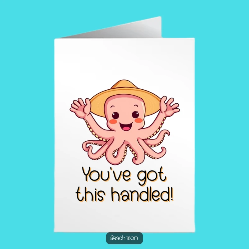 Free Printable Octopus Congrats Card: Funny Waving Arms Downloadable Gift
