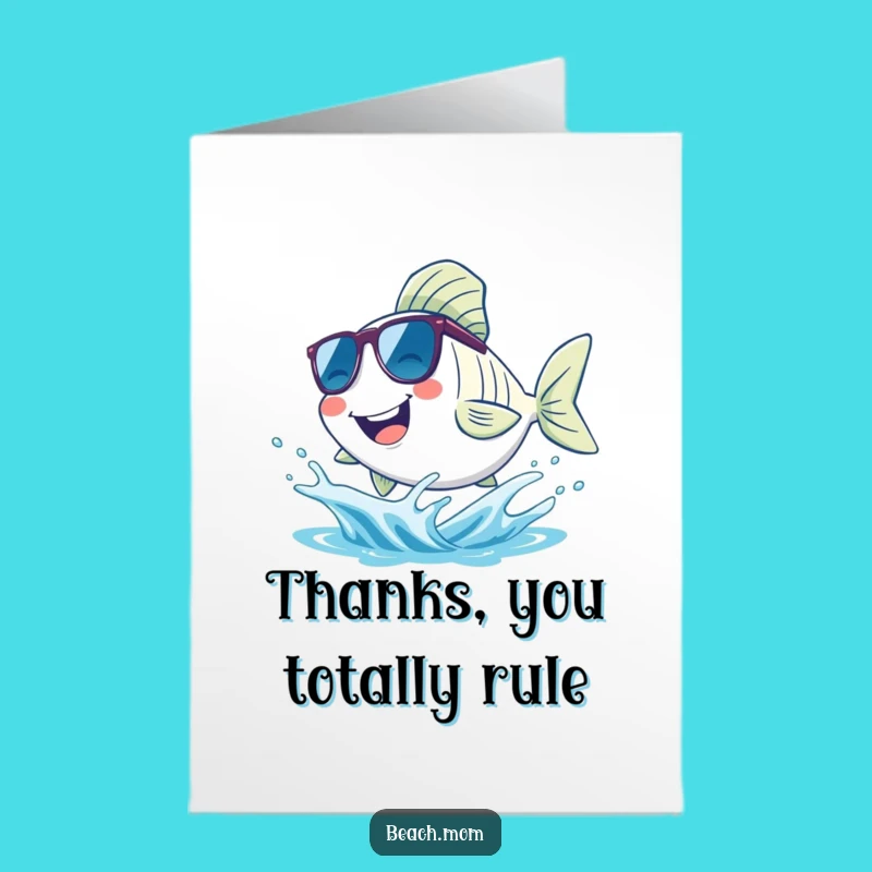 Free Printable Cool Fish Thank You Card - Grateful Sunny Downloadable Gift