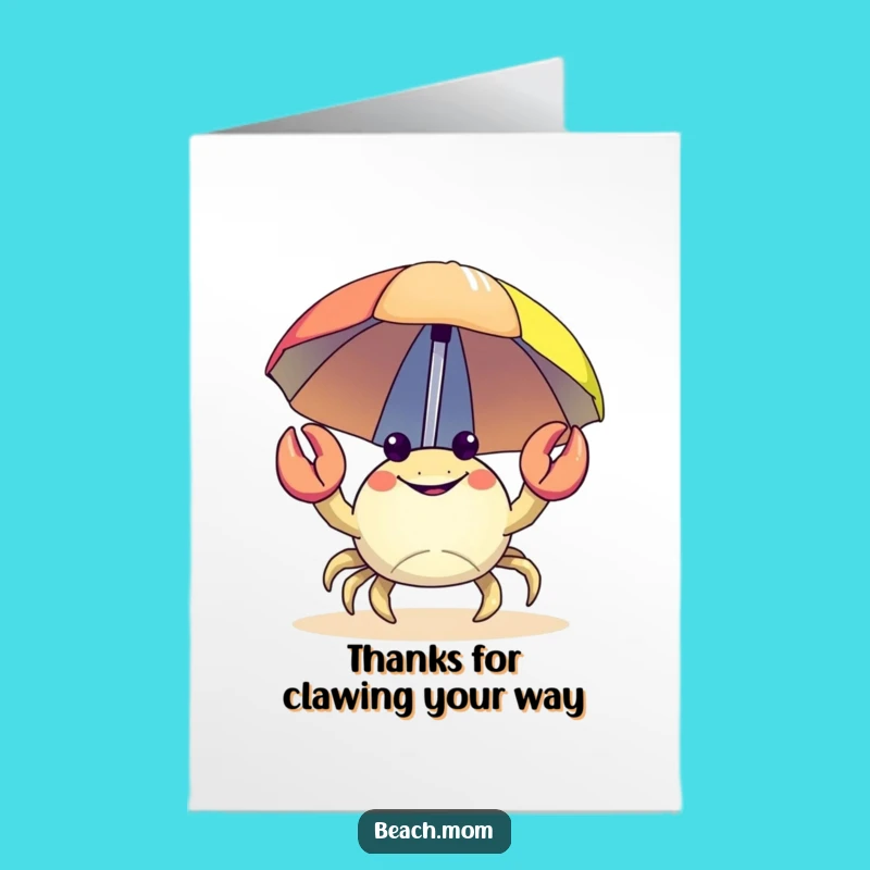 Free Printable Thank You Card: Crab's Umbrella Gratitude Downloadable