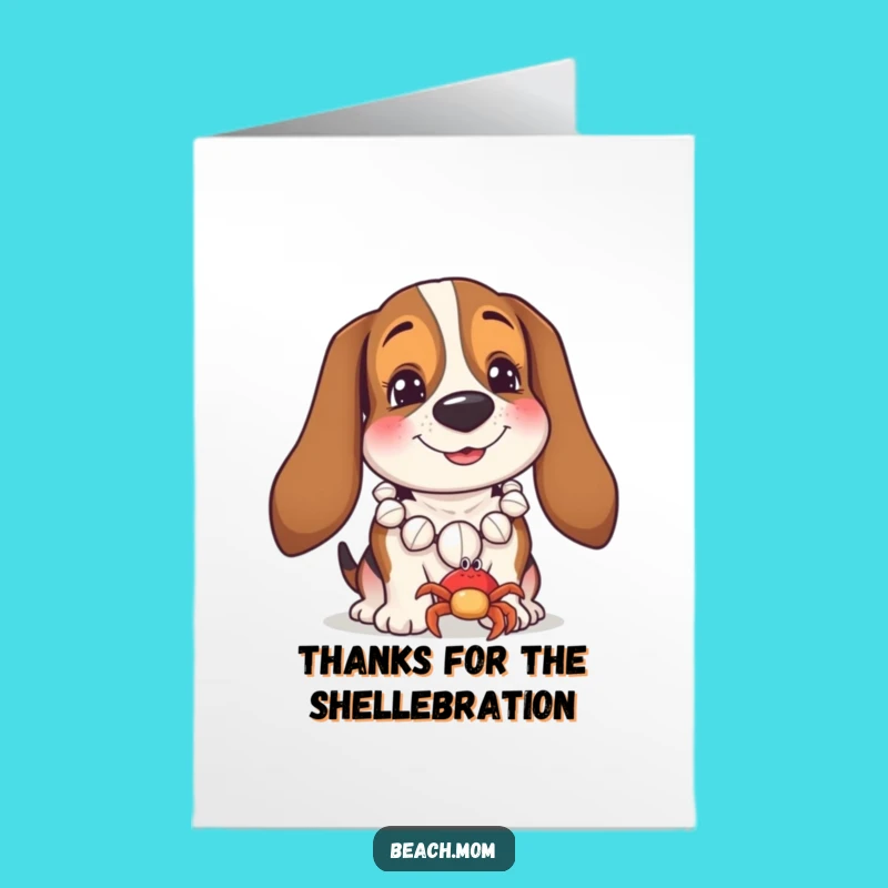 Free Printable Thank You Card: Funny Basset Hound Crab Hug Downloadable