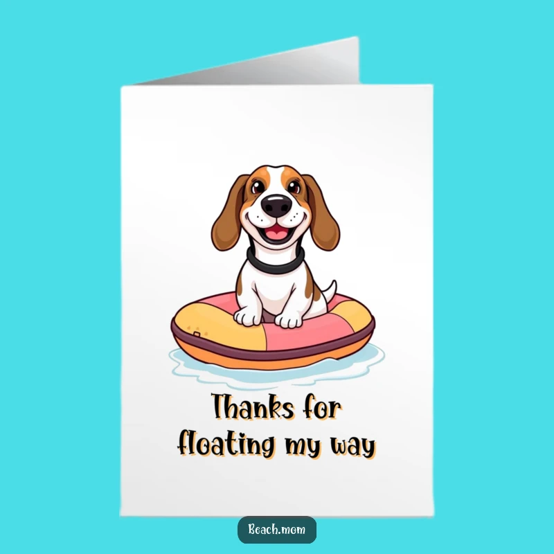 Free Printable Thank You Card: Funny Basset Hound Raft Trip Downloadable