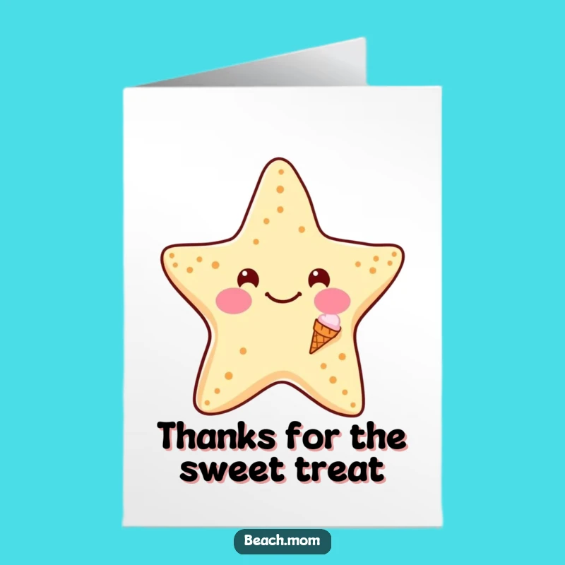 Free Printable Thank You Card: Happy Starfish, Funny Downloadable Sweet Gratitude