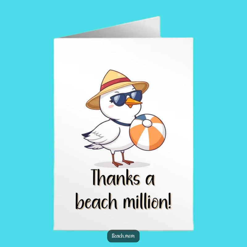 Funny Seagull Thank You Card Free Printable: Beach Vibes Downloadable Gift