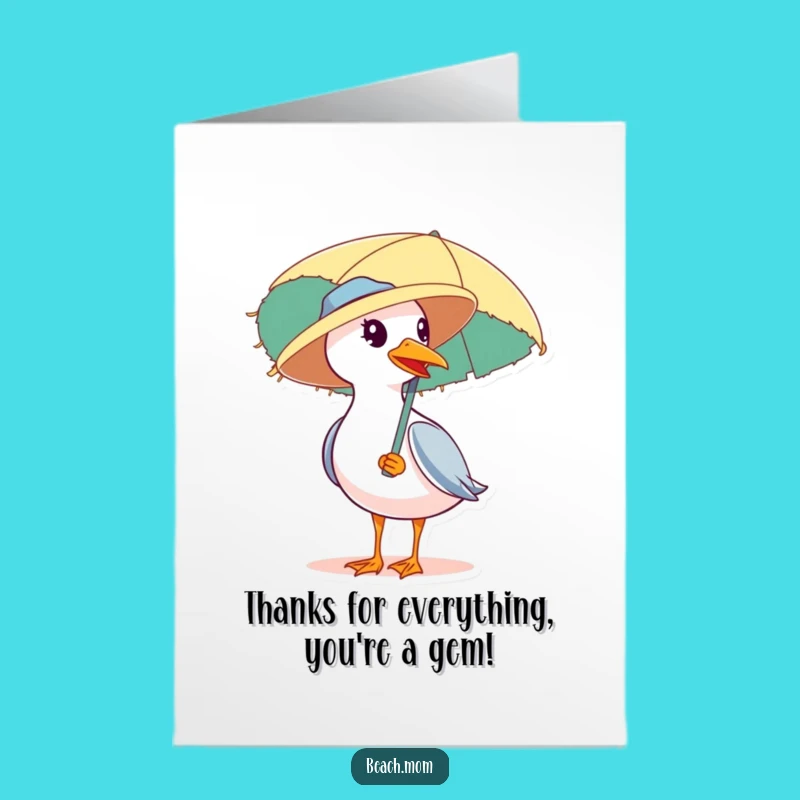 Seaside Thanks! Free Printable Card: Seagull Umbrella, Sunny Downloadable Gratitude!