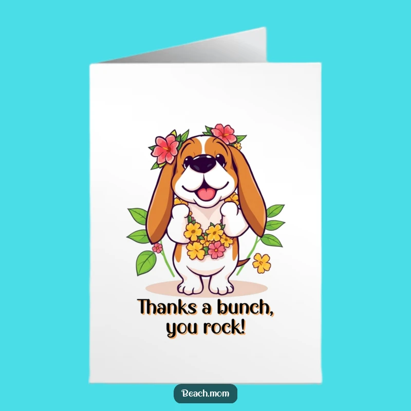 Free Printable Thank You Card - Funny Basset Hound Hula Dancer Appreciation Downloadable