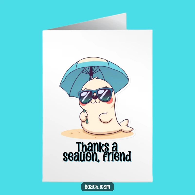 Funny Free Printable Thank You Card: Kawaii Seal Beach Thanks - Cool Gratitude