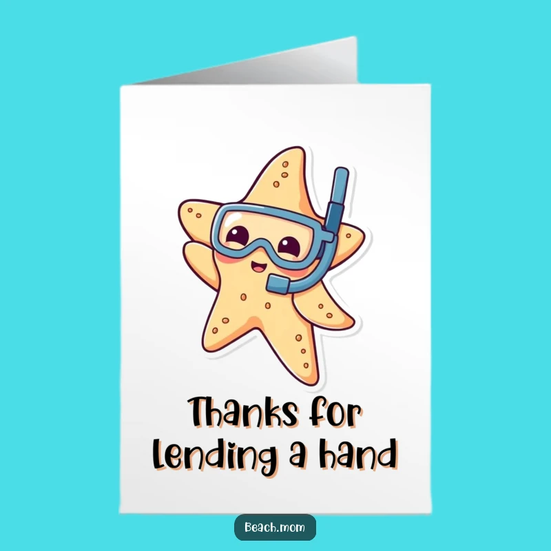 Free Printable Thank You Card: Starfish Snorkel Appreciative Downloadable Gift