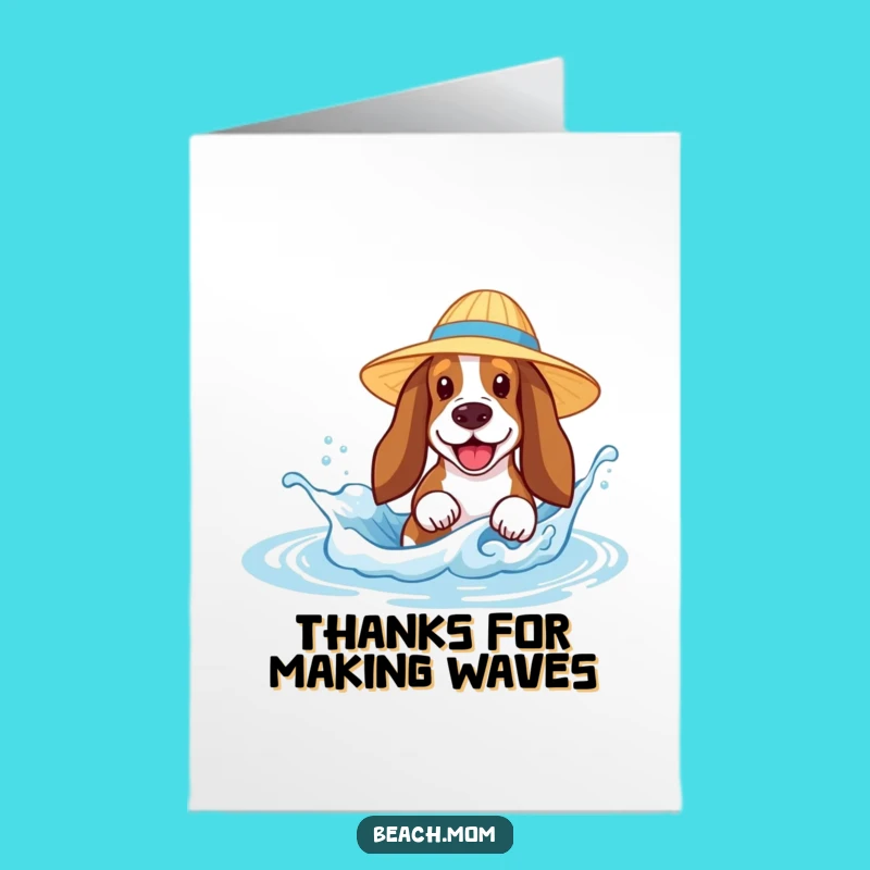 Free Printable Thank You Card: Basset Hound Splashing, Grateful Doggy DIY Gift
