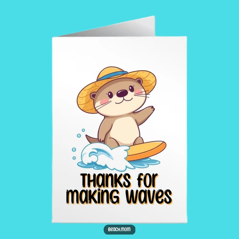 Free Printable Sea Otter Thank You Card: Surfing Otter, Grateful Waves