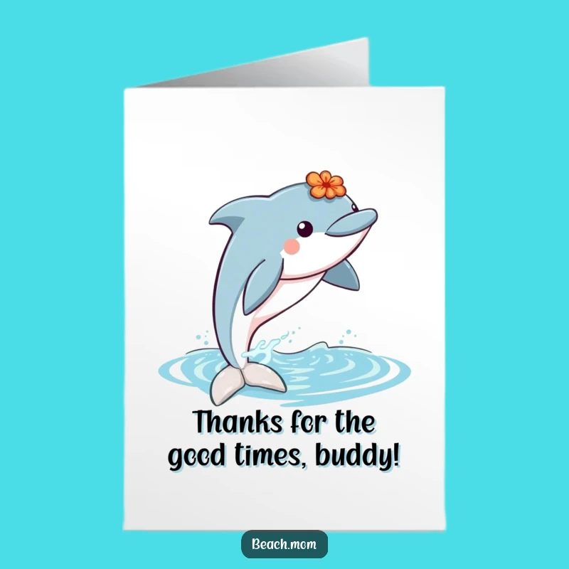 Free Printable Thank You Card: Dolphin Thanks You with a Splash - Print at Home Fun