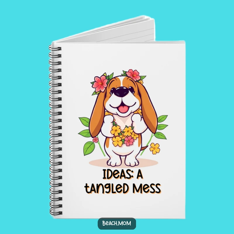 Funny Basset Hound Hula Dancer Notebook - Hilarious Tropical Journal Gift