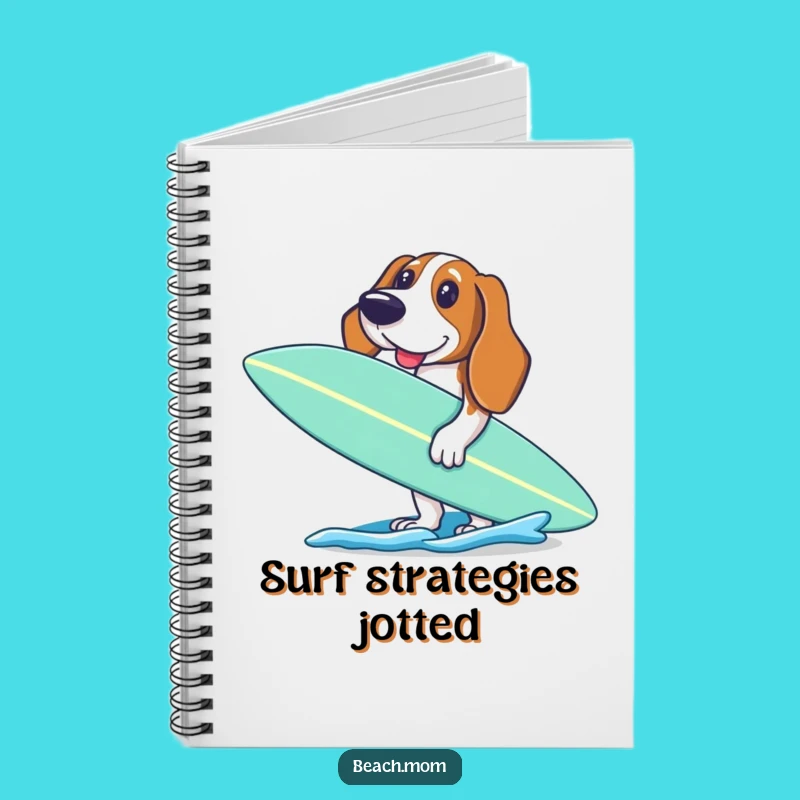 Funny Basset Hound Surf Notebook - Excited Dog Journal for Notes